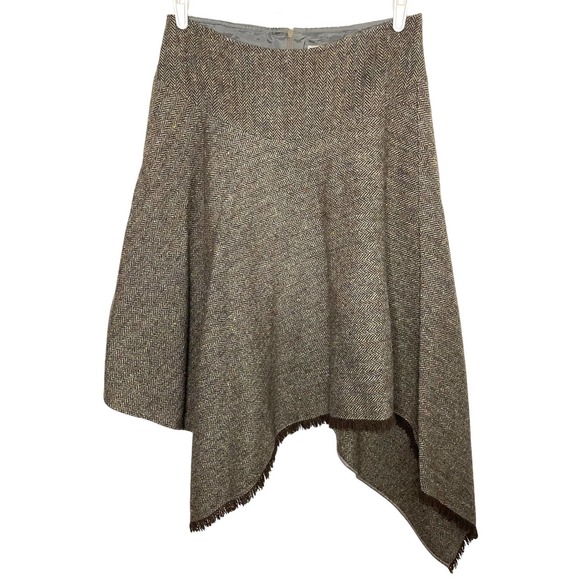 Morgane Le Fay Dresses & Skirts - Morgane Le Fay Asymmetrical 100% Wool Skirt Women's Size L Fall Chic Prairie